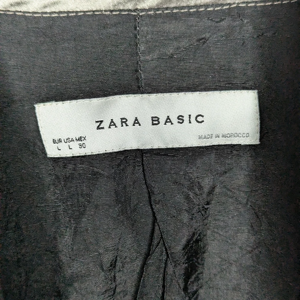 Zara Blazer Women's Large Black Pinstripe Tailored Structured Office Workwear - Picture 13 of 16